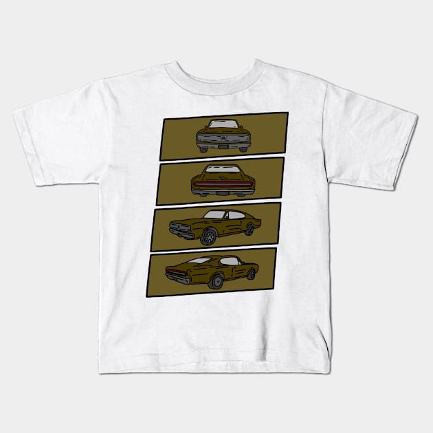 muscle car vintage illustration Kids T-Shirt by fokaction